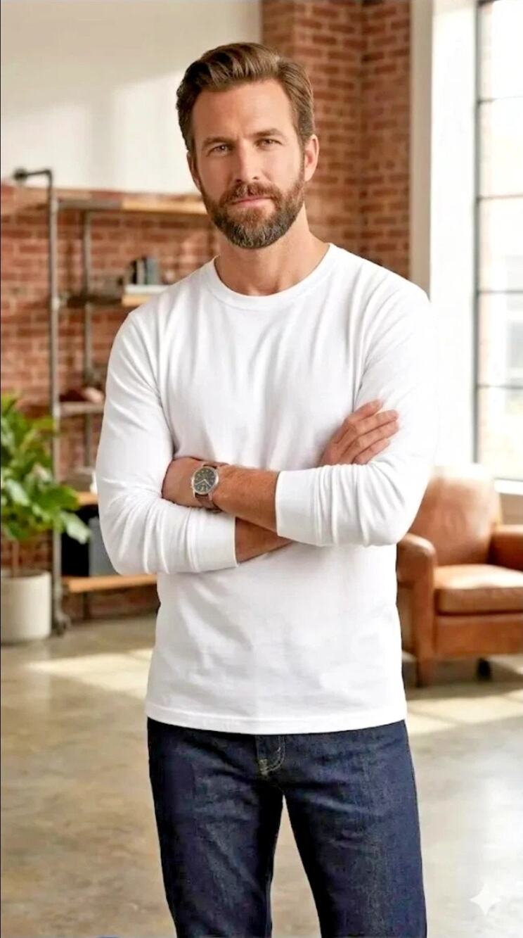 Hanes Men’s (LARGE) White Long Sleeve 100% Cotton T-Shirt 3-Pack